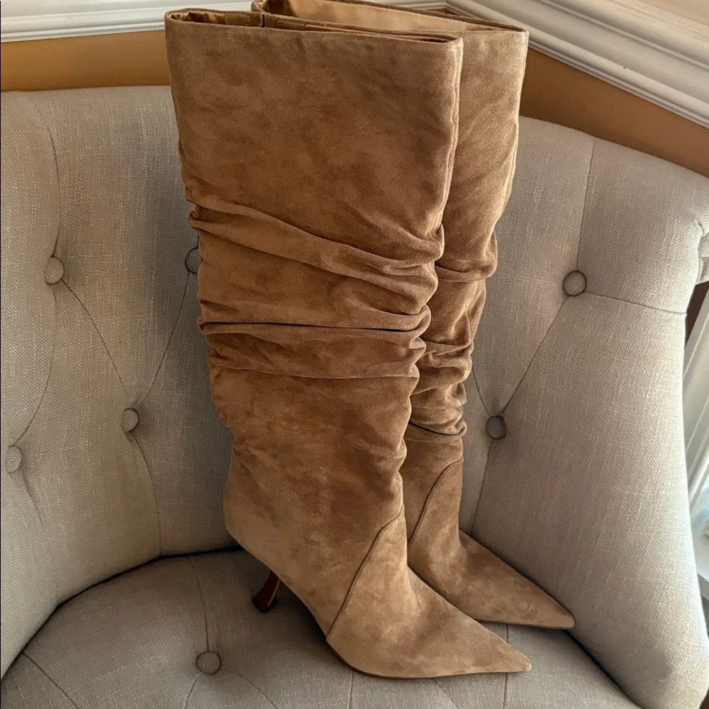 Michael Kors Camel Suede Pointed Toe Boots - Picture 3 of 10